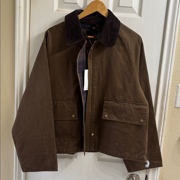 Mango Brown and Plaid waxed effect Parka.NWT - Picture 2 of 12